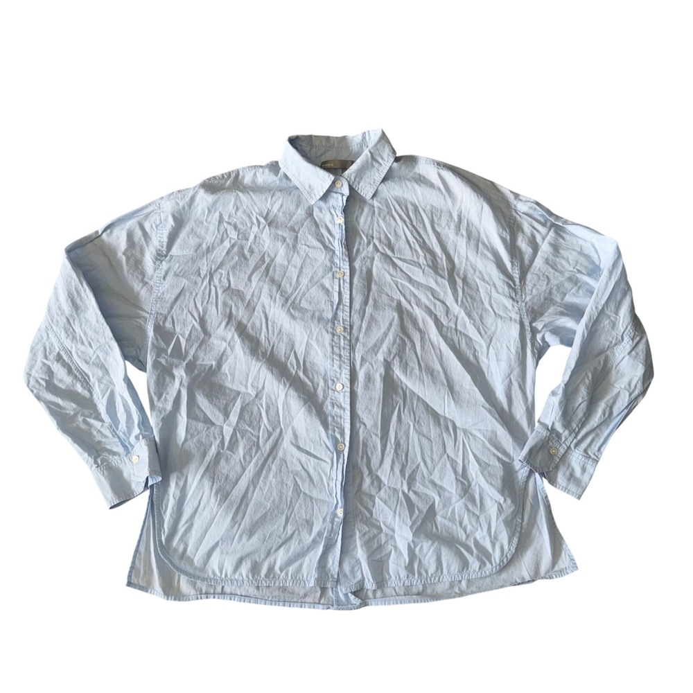 Vince Button Down Shirt Womens Medium Light Blue Excellent Oversized Poplin Top